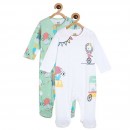 Miniklub Po2 Sleepsuit - Green/Marshmallow, 9-12m